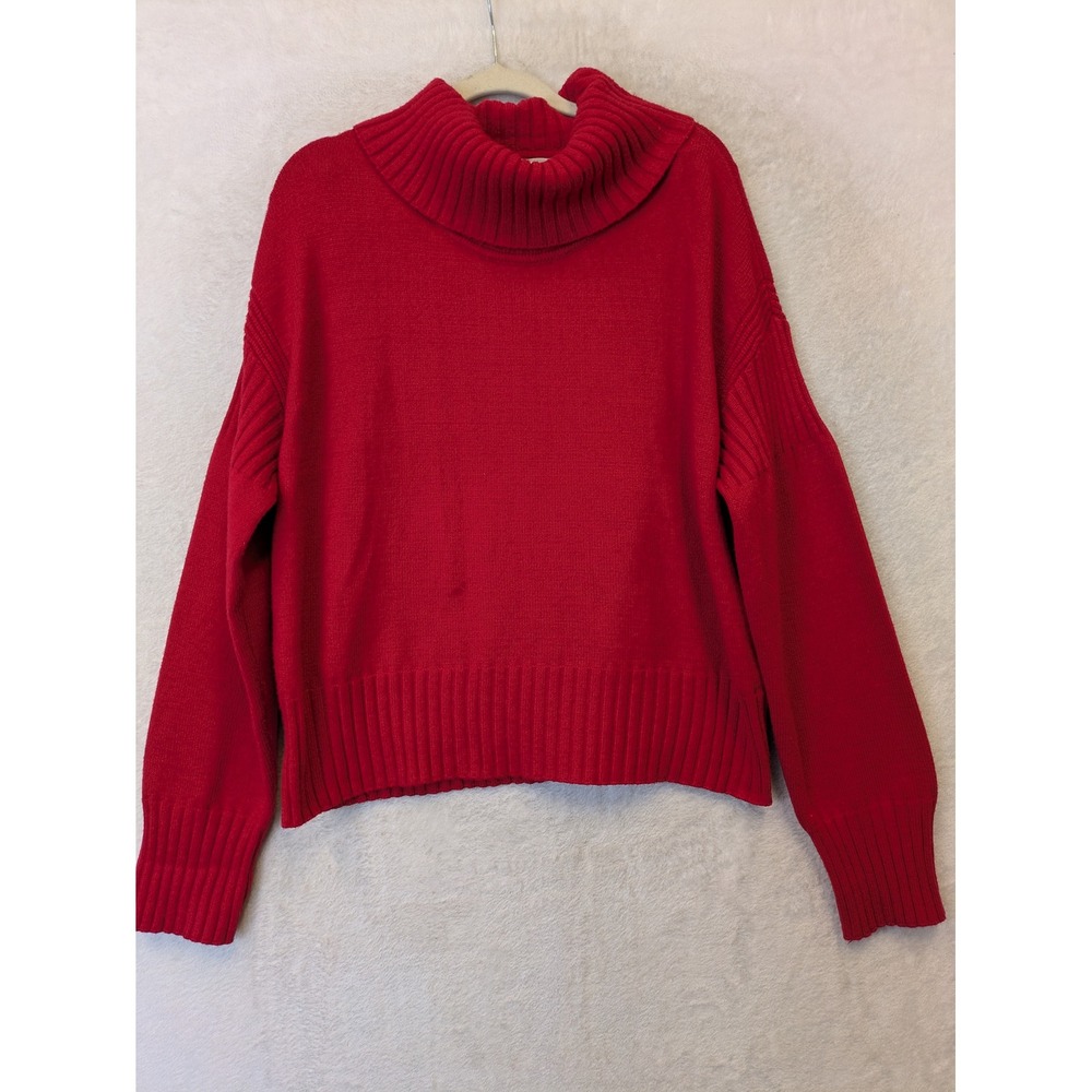 Cyrus Sweater Women's XL Red Cowl Neck‎ Ribbed Long Sleeve